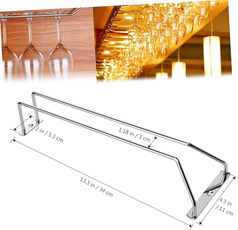 Mobestech 2PCS Stainless Steel Goblet Rack Silver Wine Glass Holder Space Saving Bar Organizer - Image 4